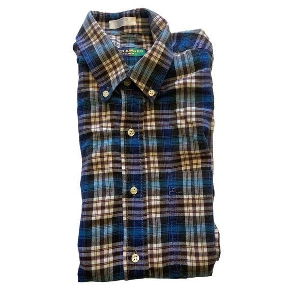 Vintage Other - Vintage Men’s Golden Award Tradition Blue Plaid Short Sleeve Shirt